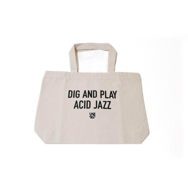 "DIG AND PLAY ACID JAZZ" TOTE BAG /WHITE